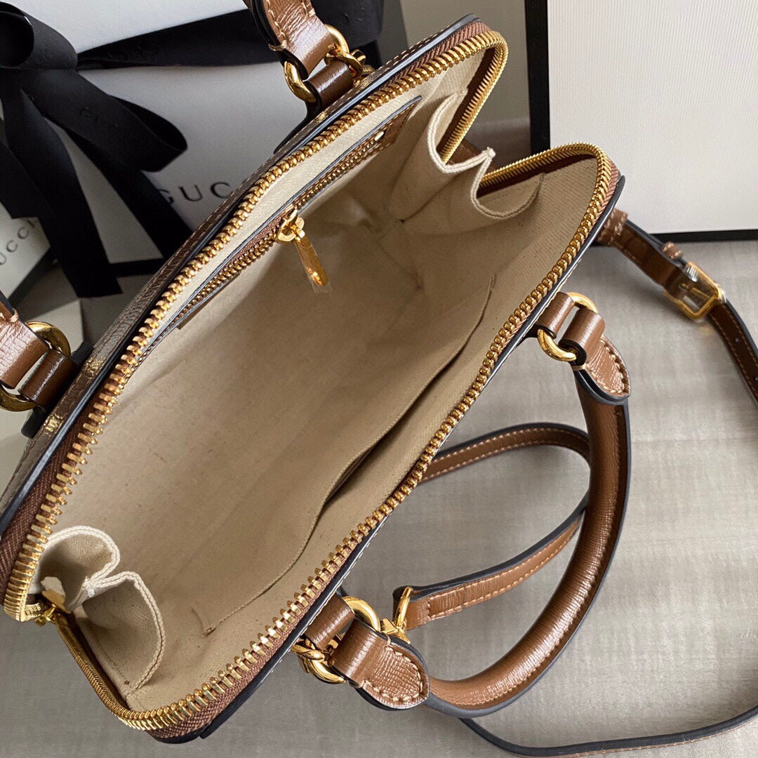 GC Horsebit 1955 small top handle bag Beige/ebony