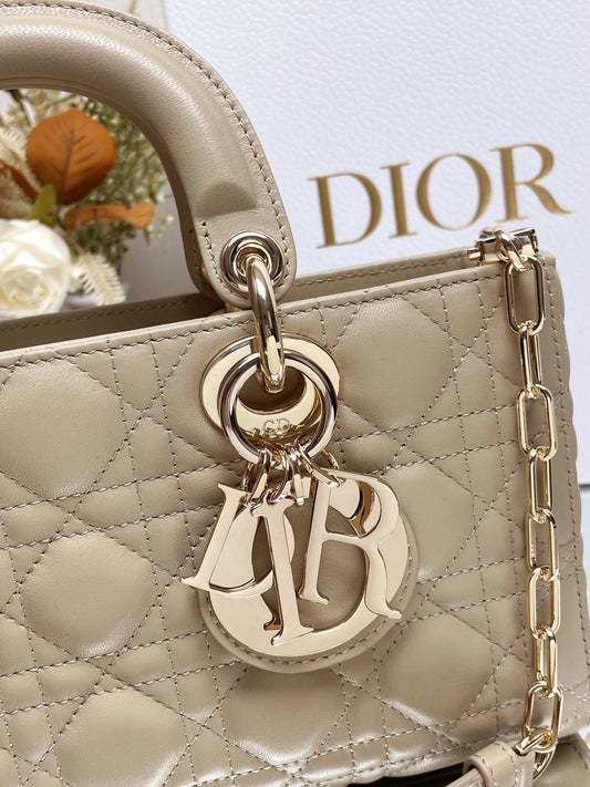 DO Micro / Small / Medium Lady D-Joy Bag Sand-Colored Cannage Lambskin