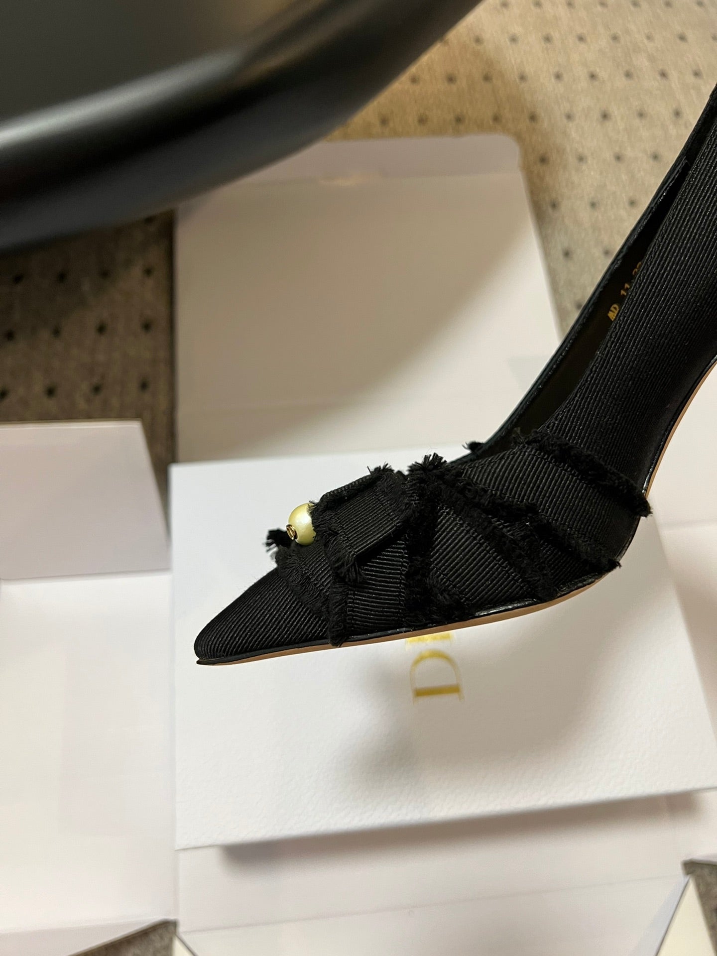 D* New Arrival Bow Pearl Kitten Heel Shoes