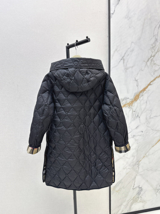Bur New Diamond-patterned mid-length down jacket