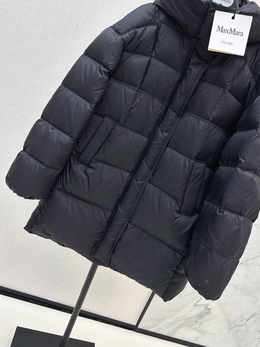 Max New hooded mid-length down jacket