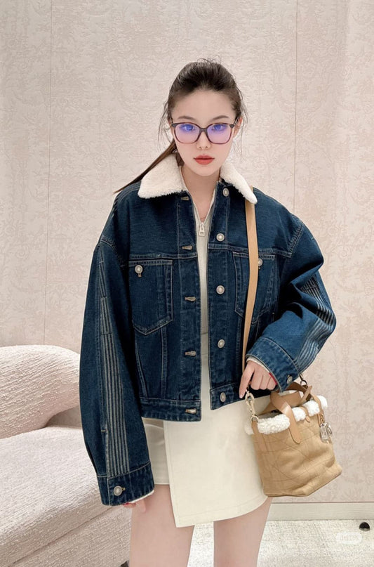 CD NEW lapel denim jacket