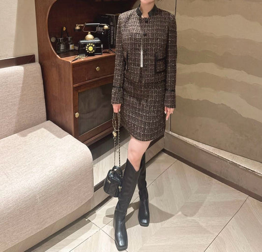 Chan NEW Woven jacket and skirt set