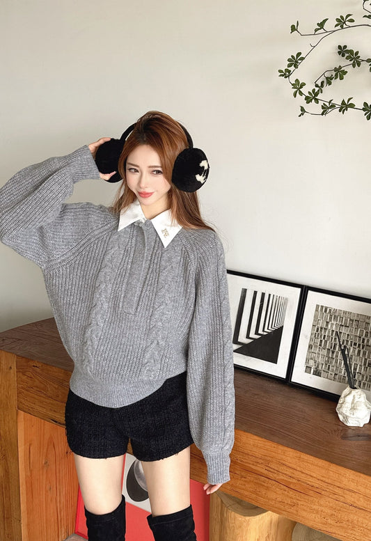 Max NEW Knitted Faux Two-Piece Sweater