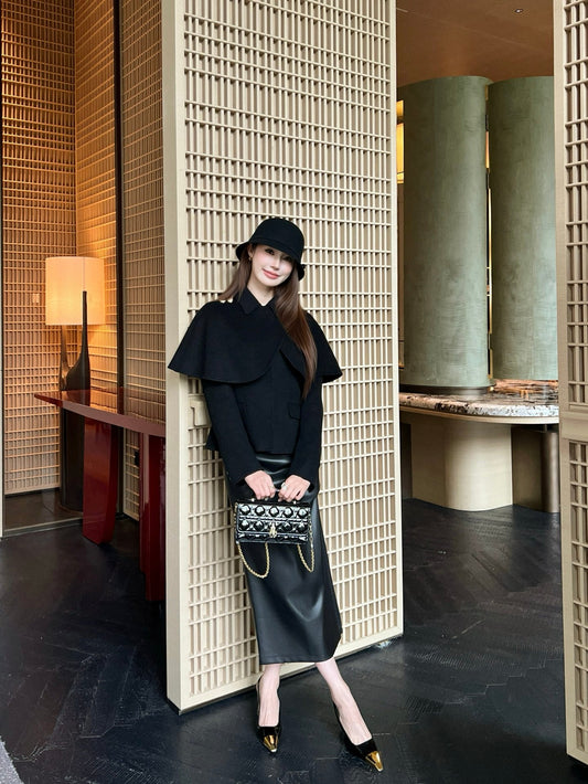 Loro NEW Double-faced wool cape coat