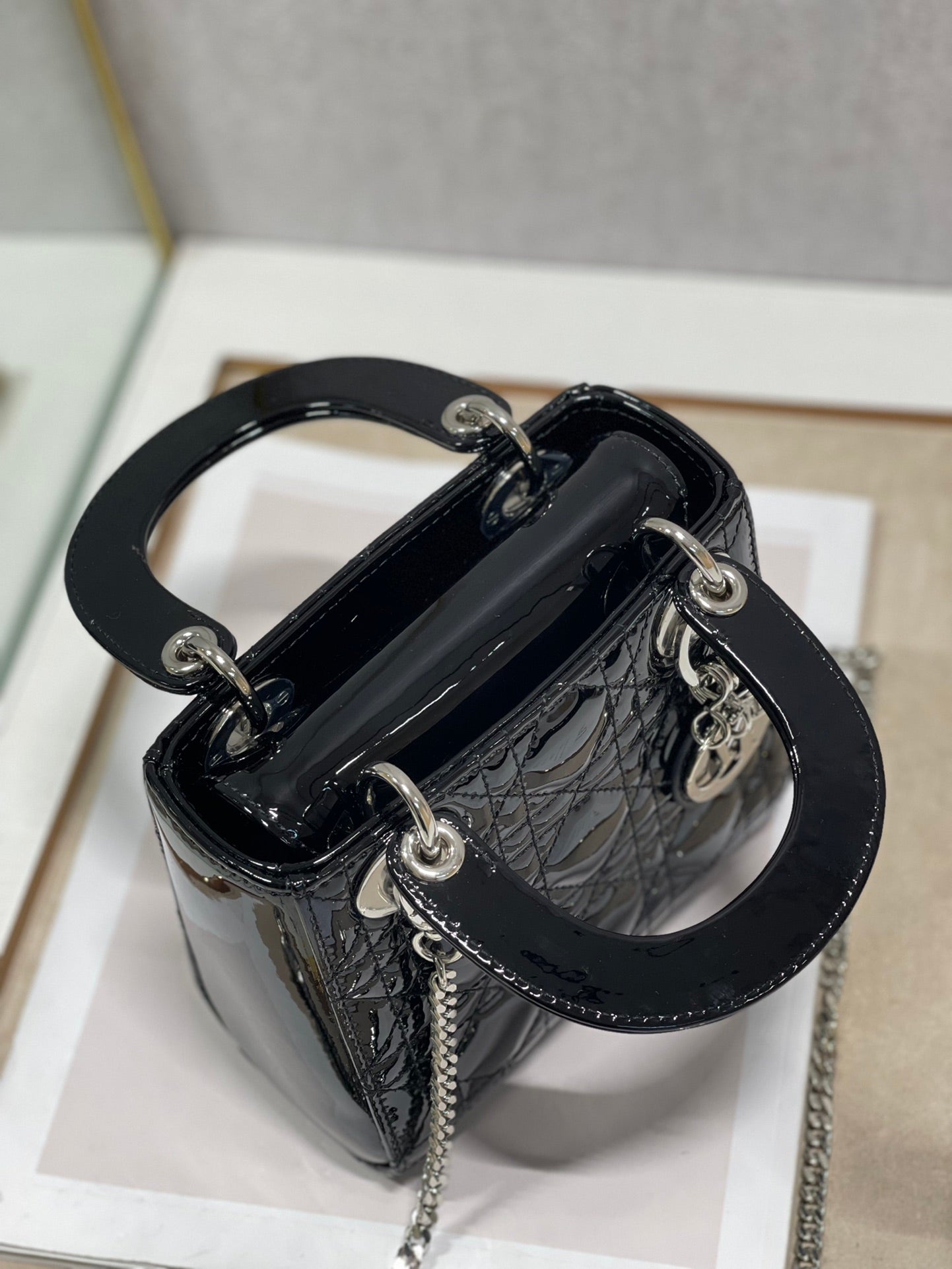 DO Mini & Small Lady Bag Black Patent Cannage Calfskin
