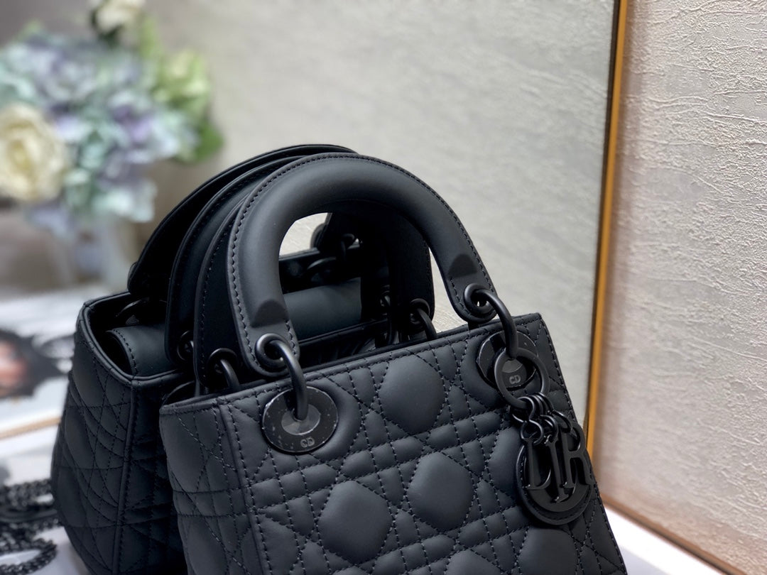 DO Mini Lady Bag Black Ultramatte Cannage Calfskin