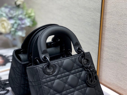 DO Mini Lady Bag Black Ultramatte Cannage Calfskin