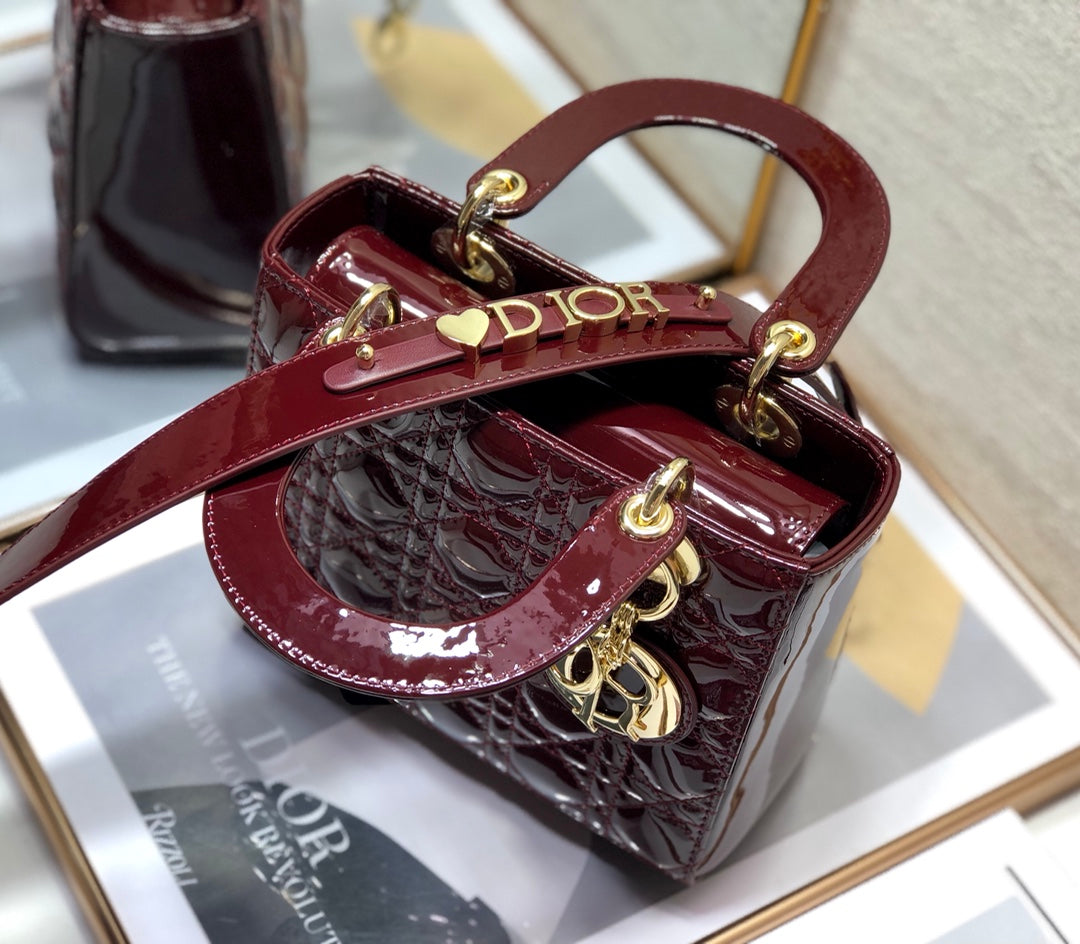 DO Mini & Small Lady Bag Claret Patent Cannage Calfskin