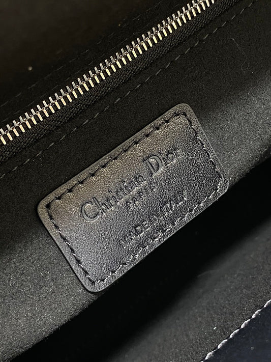 DO  Mini Lady Bag  Matte Black Diamond Pattern Calfskin