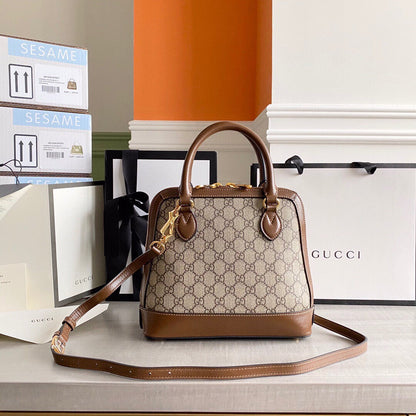 GC Horsebit 1955 small top handle bag Beige/ebony