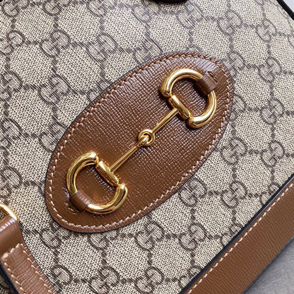 GC Horsebit 1955 small top handle bag Beige/ebony