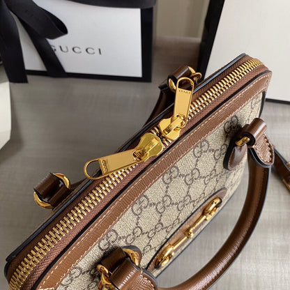 GC Horsebit 1955 small top handle bag Beige/ebony