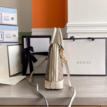 GC Horsebit 1955 small top handle bag Beige/White