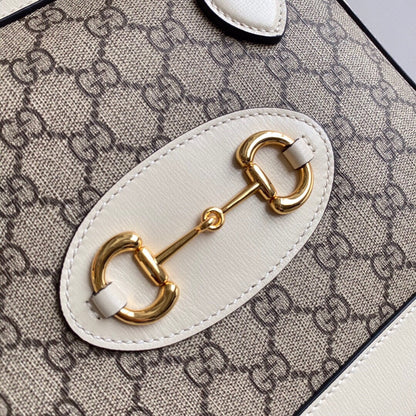 GC Horsebit 1955 small top handle bag Beige/White