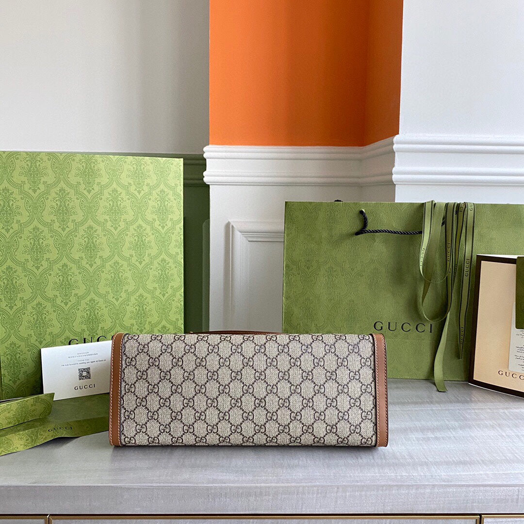 GC  Padlock medium shoulder bag tote Beige/ebony GG Supreme canvas, with brown leather detail