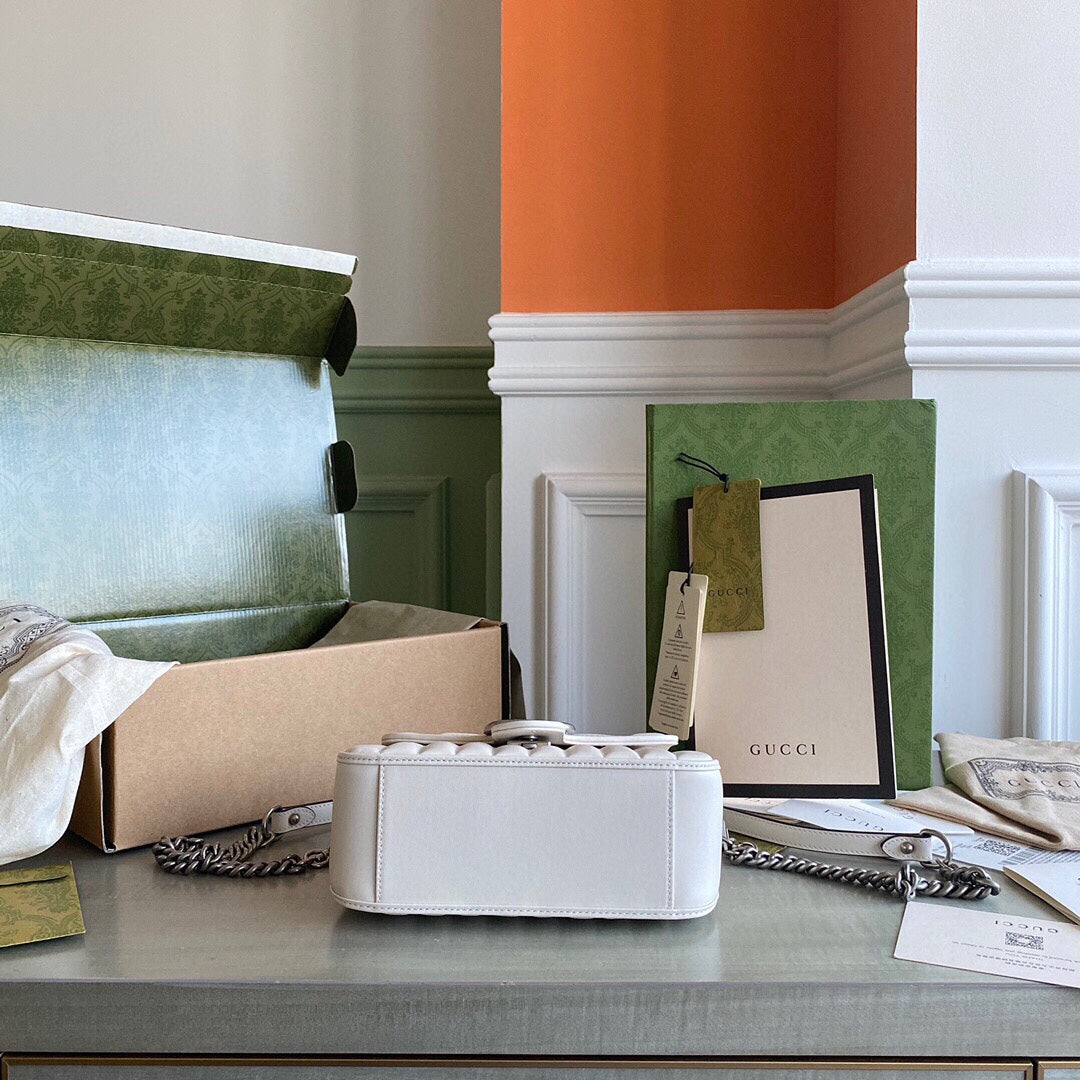 GC Marmont matelassé chevron leather Black / White / Dusty Pink / Gray Blue