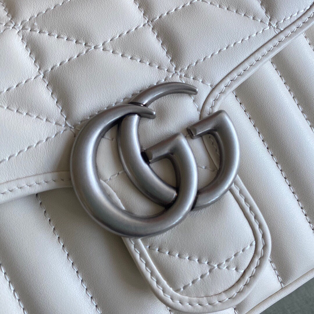 GC Marmont matelassé chevron leather Black / White / Dusty Pink / Gray Blue