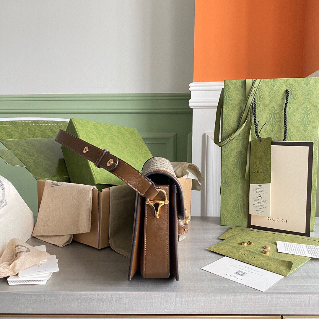 GC Horsebit 1955 small shoulder bag Beige and ebony