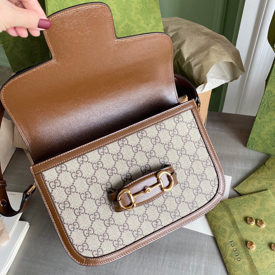 GC Horsebit 1955 small shoulder bag Beige and ebony