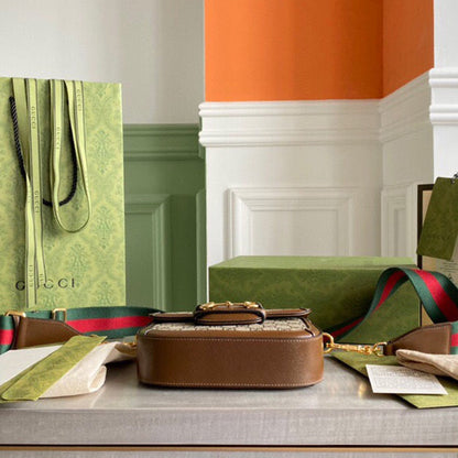 GC Horsebit 1955 mini shoulder bag Beige and ebony