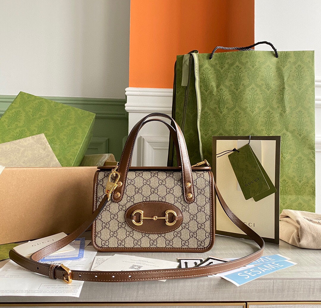 GC Horsebit 1955 Mini shoulder bag Beige and ebony