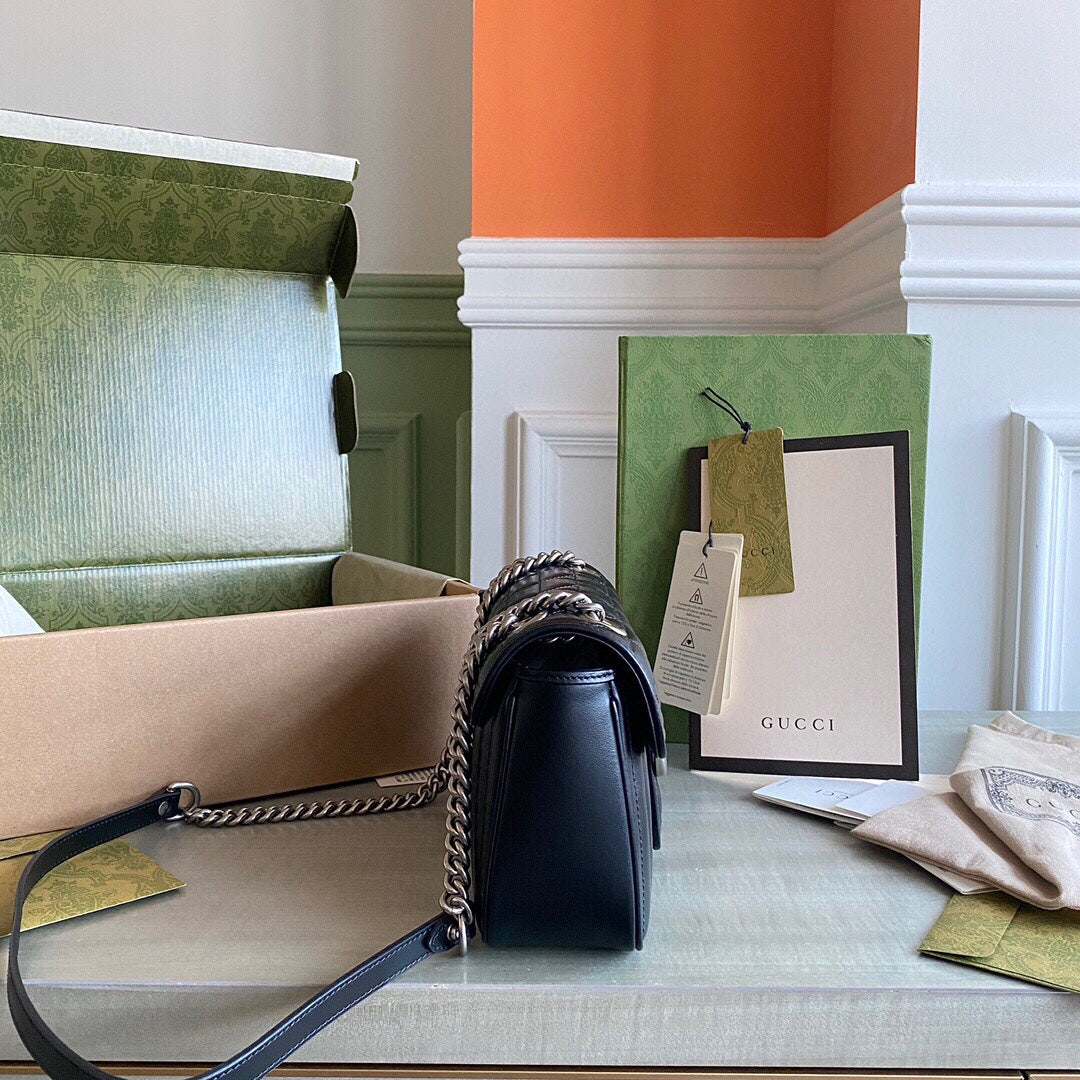 GC GG Marmont small shoulder bag Black / White / Dusty Pink / Gray Blue