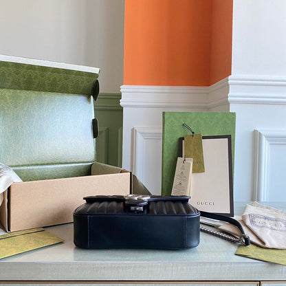 GC GG Marmont small shoulder bag Black / White / Dusty Pink / Gray Blue