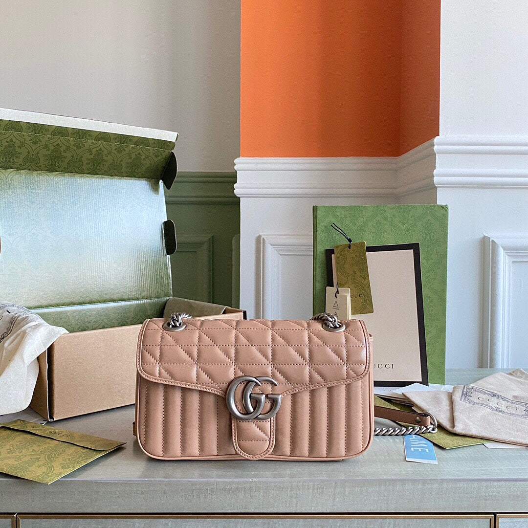 GC GG Marmont small shoulder bag Black / White / Dusty Pink / Gray Blue