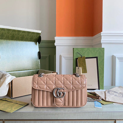 GC GG Marmont small shoulder bag Black / White / Dusty Pink / Gray Blue