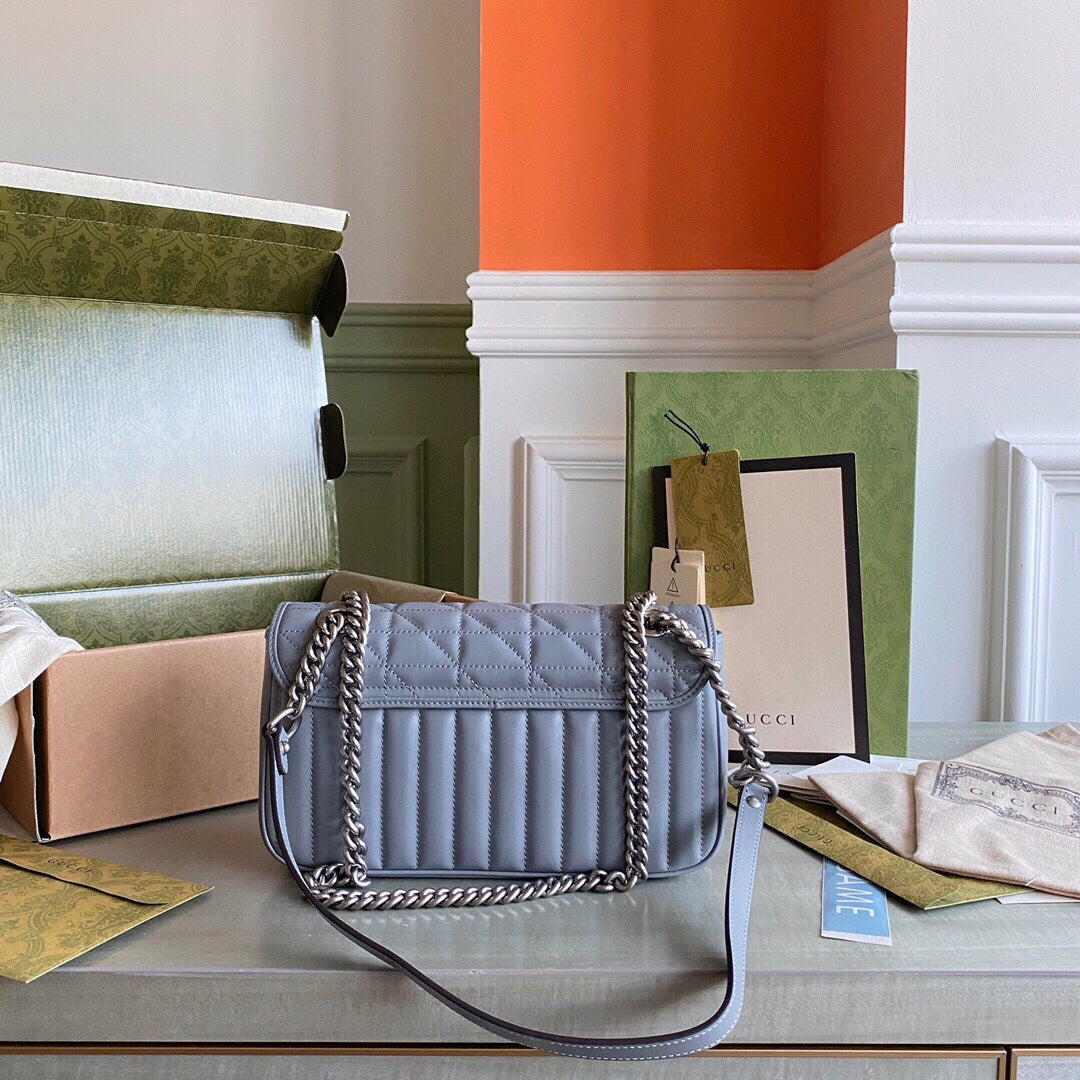 GC GG Marmont small shoulder bag Black / White / Dusty Pink / Gray Blue