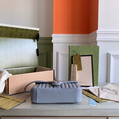 GC GG Marmont small shoulder bag Black / White / Dusty Pink / Gray Blue