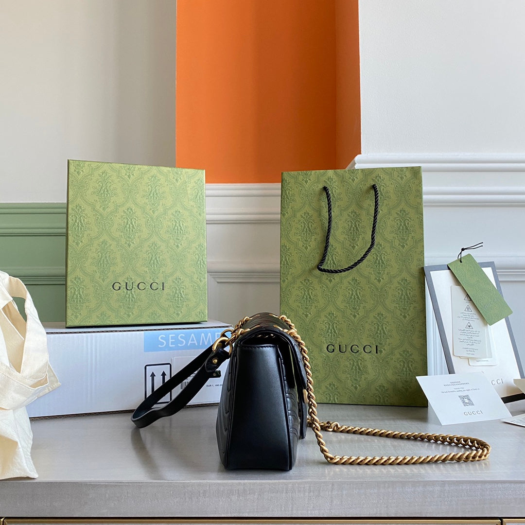 GC GG Marmont small shoulder bag Black / White / Red / Gray Blue