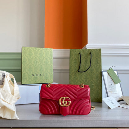 GC GG Marmont small shoulder bag Black / White / Red / Gray Blue