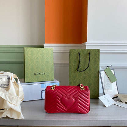 GC GG Marmont small shoulder bag Black / White / Red / Gray Blue