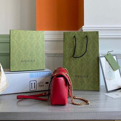 GC GG Marmont small shoulder bag Black / White / Red / Gray Blue