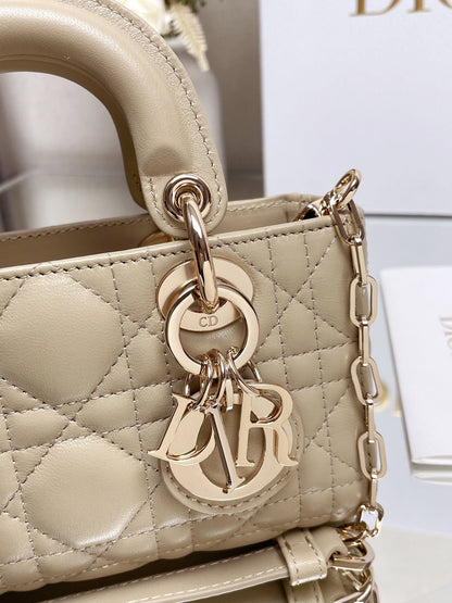 DO  Micro / Small / Medium Lady D-Joy Bag Sand-Colored Cannage Lambskin
