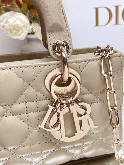 DO  Micro / Small / Medium Lady D-Joy Bag Sand-Colored Cannage Lambskin