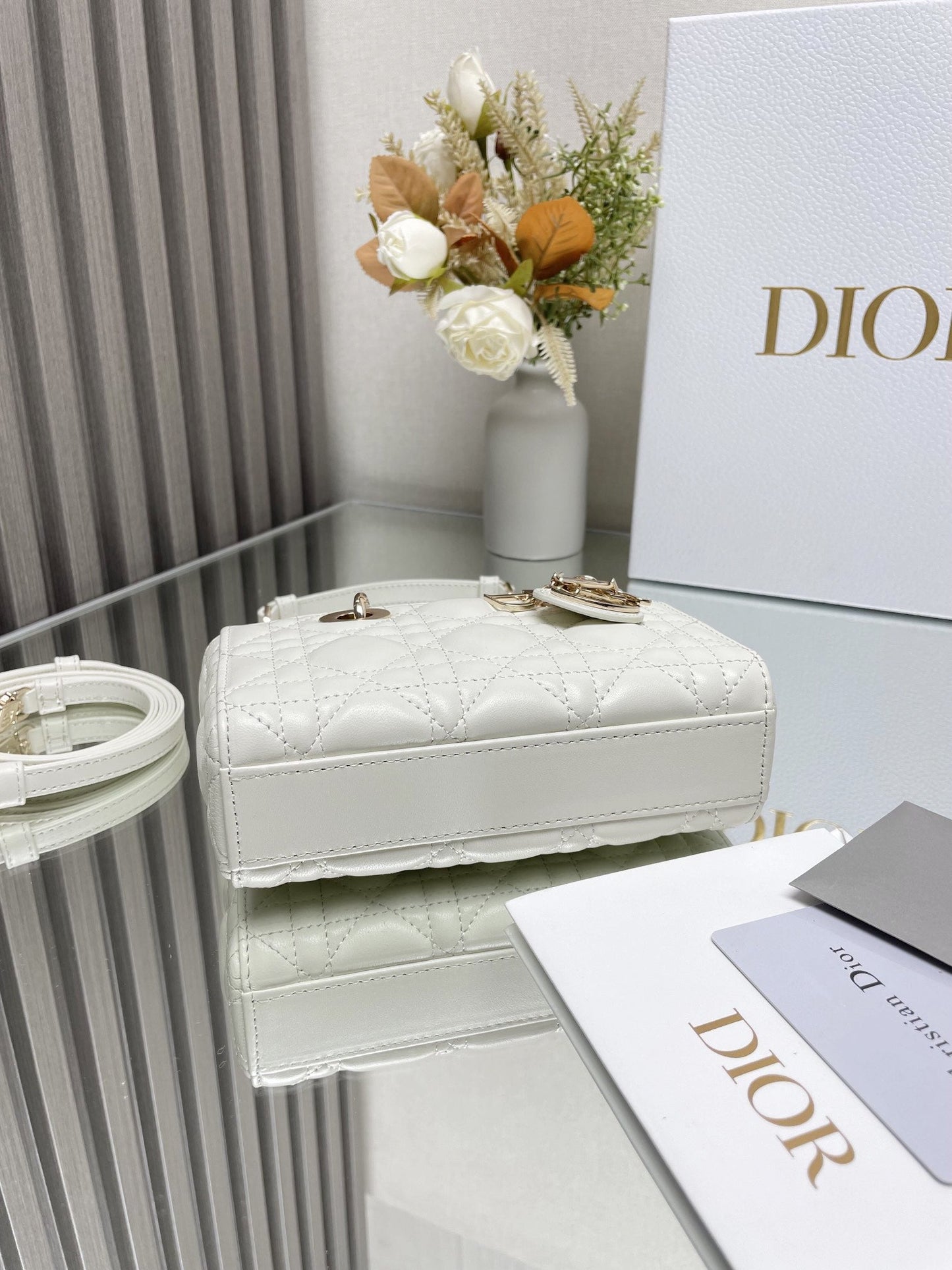 DO  Micro / Small / Medium Lady D-Joy Bag Latte Cannage Lambskin