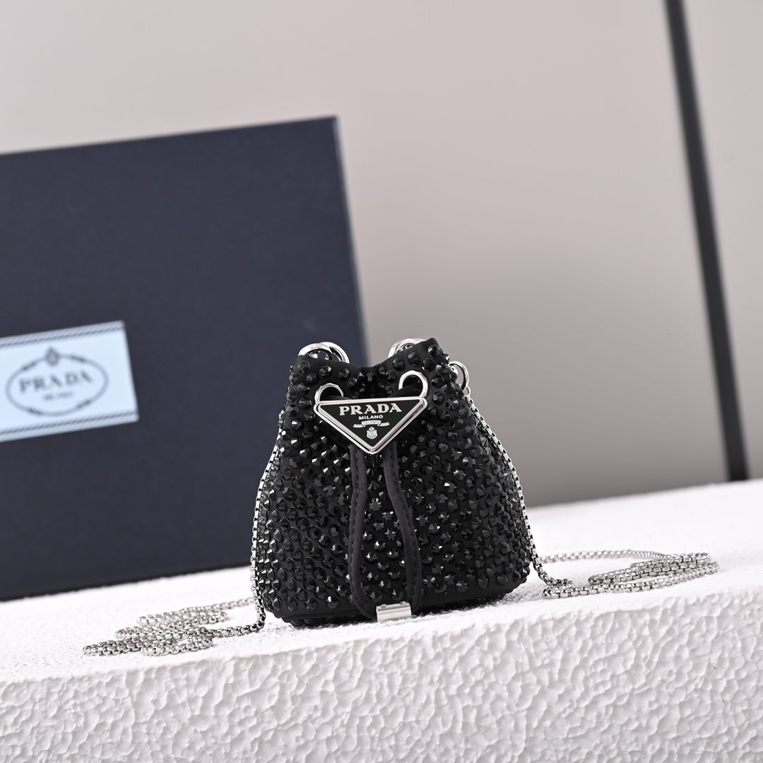 PD Embellished satin mini-pouch