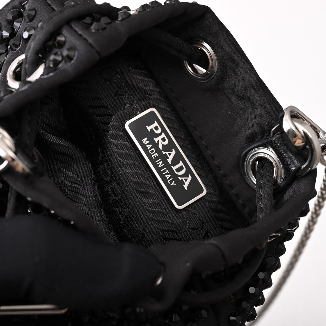 PD Embellished satin mini-pouch