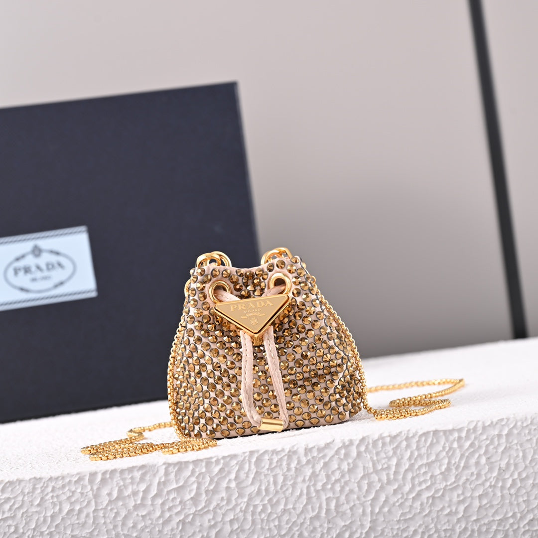 PD Embellished satin mini-pouch