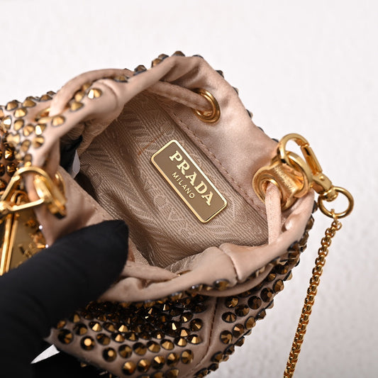 PD Embellished satin mini-pouch