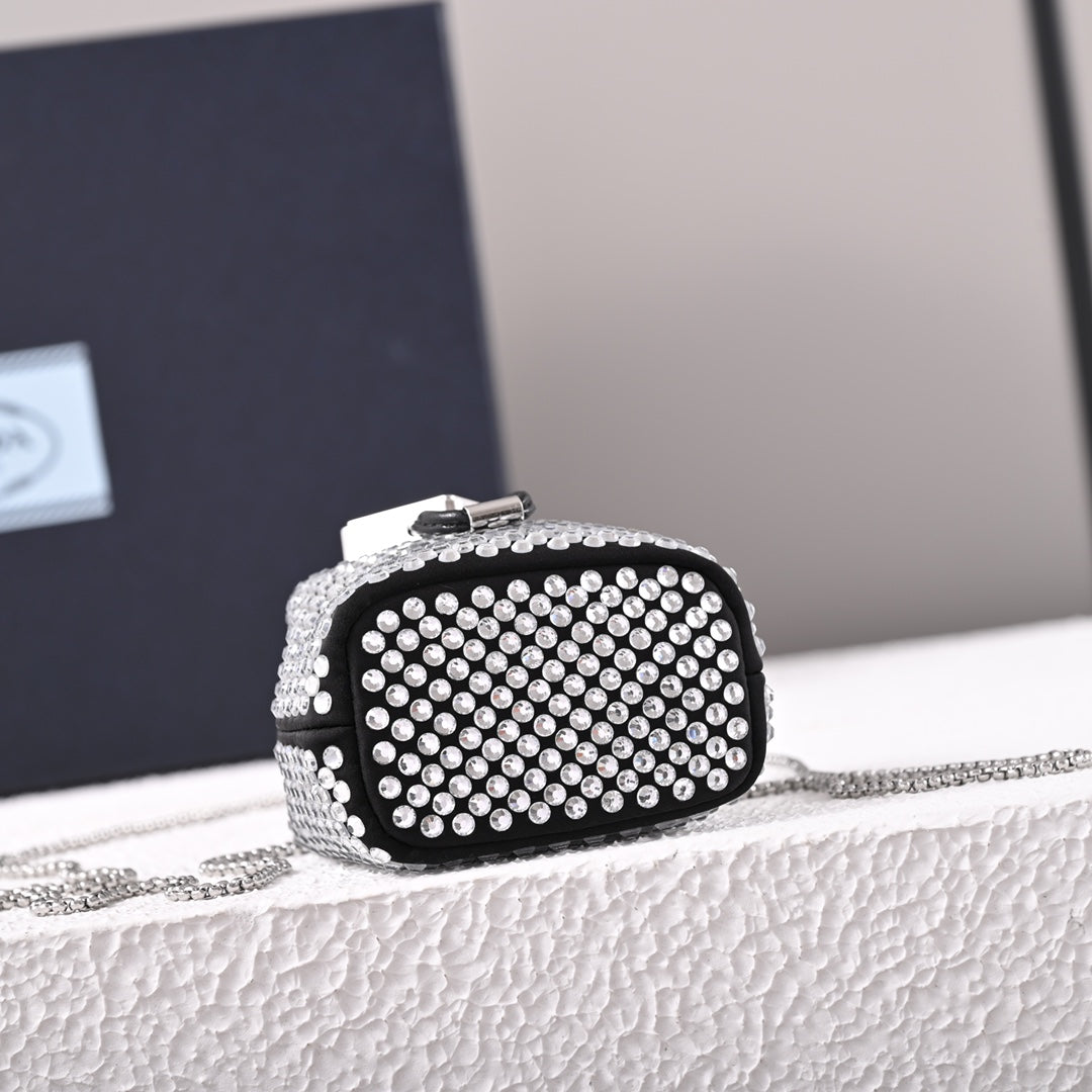 PD Embellished satin mini-pouch