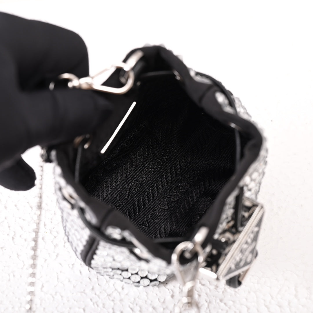 PD Embellished satin mini-pouch