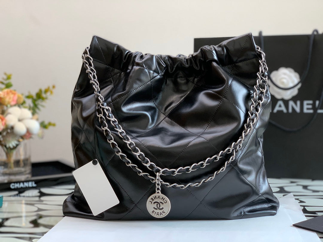 C* 22bag garbage bag♥ black with silver lettering