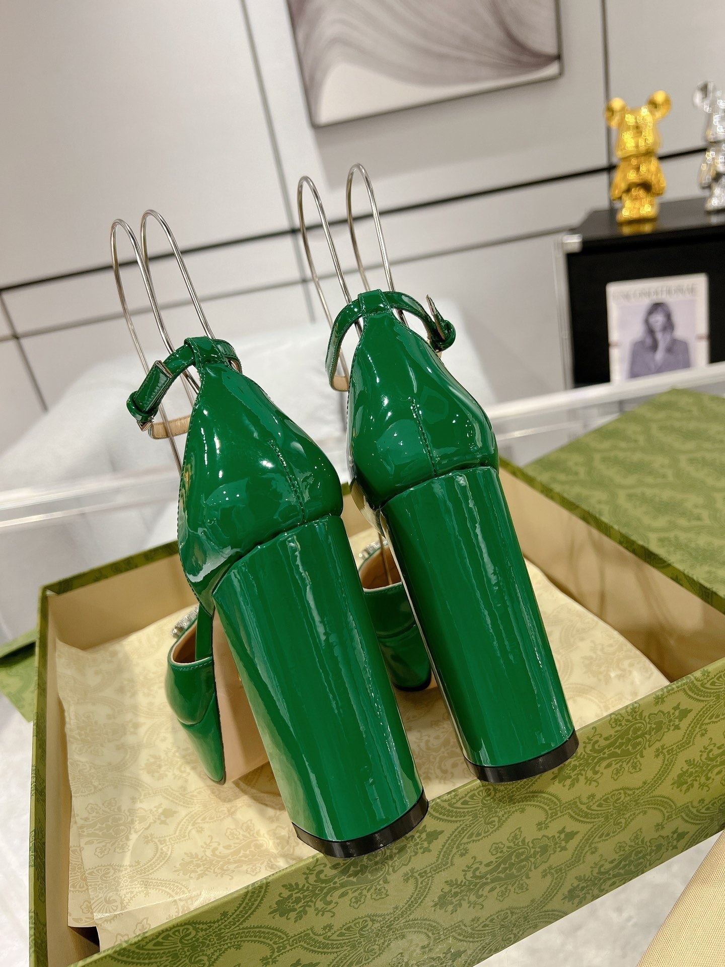 G* New high heels with crystal diamond double G buckle