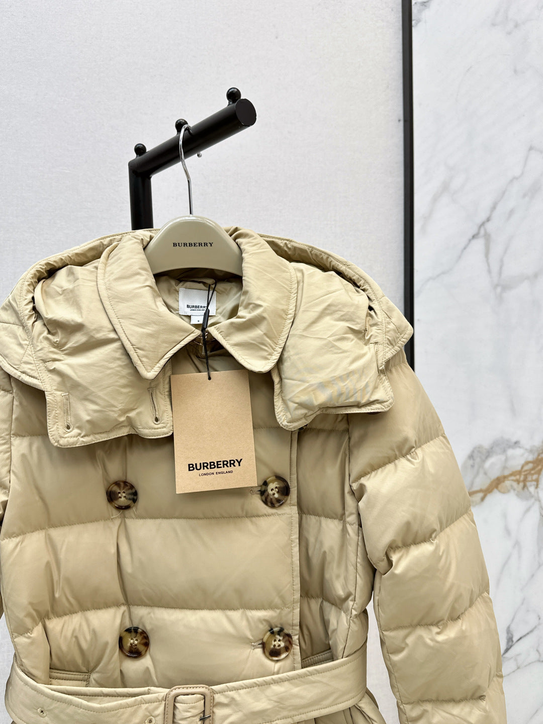 Bur New Double-breasted hooded down jacket