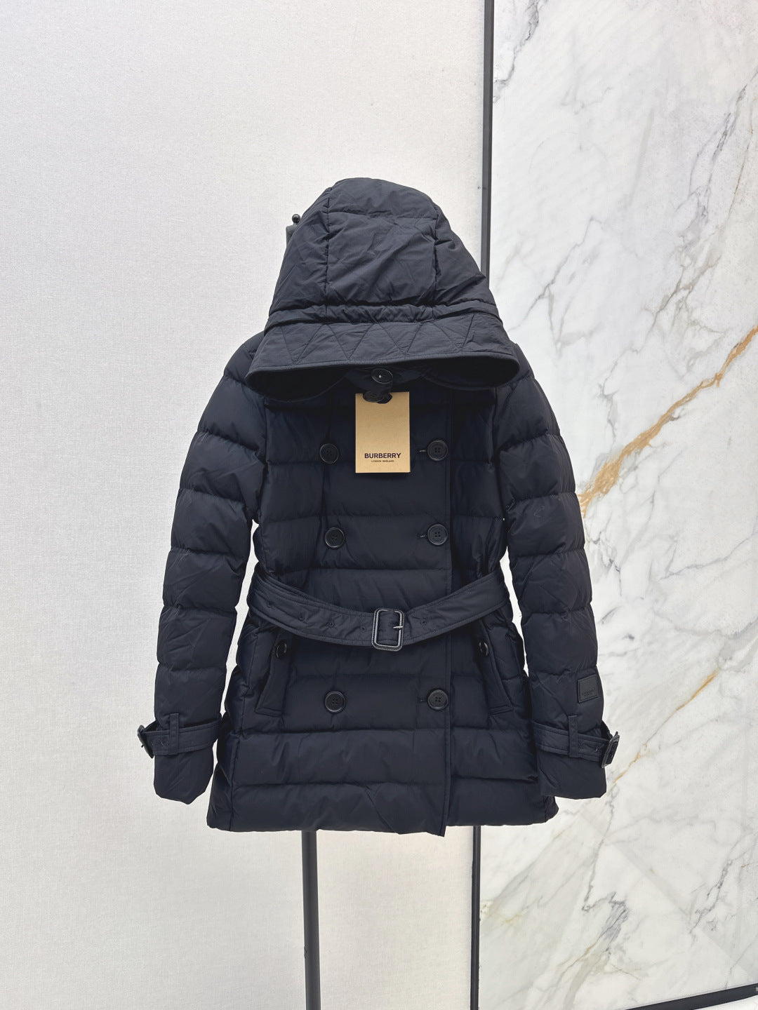 Bur New Short double-breasted hooded down jacket