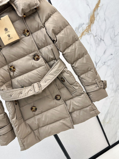 Bur New Short double-breasted hooded down jacket